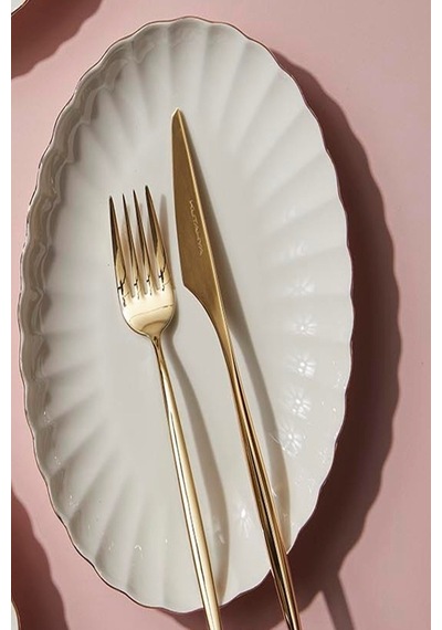 Kütahya Porselen Bone Luz Altın File Kayık Tabak 24cm Tekli Bnlzf24ky20 Çok Renkli