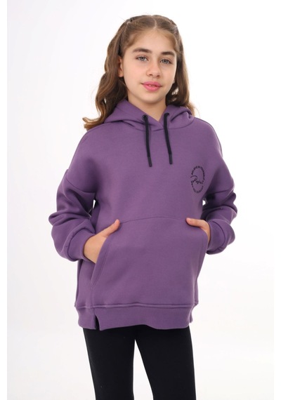Toontoy Kız Çocuk Oversize Kapüşonlu Cepli Düşük Omuz Baskılı Yırtmaçlı Sweatshirt - 3 İplik Şardonlu Mor Toontoy Kız Çocuk Oversize Kapüşonlu Cepli Düşük Omuz Baskılı Yırtmaçlı Sweatshirt - 3 İplik Şardonlu Mor