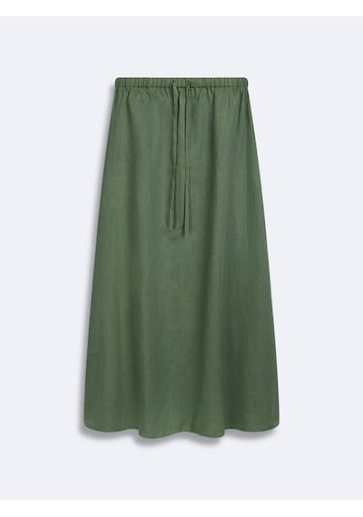 LTB Beli Lastikli Midi Yeşil Etek Çok Renkli LTB Beli Lastikli Midi Yeşil Etek Çok Renkli