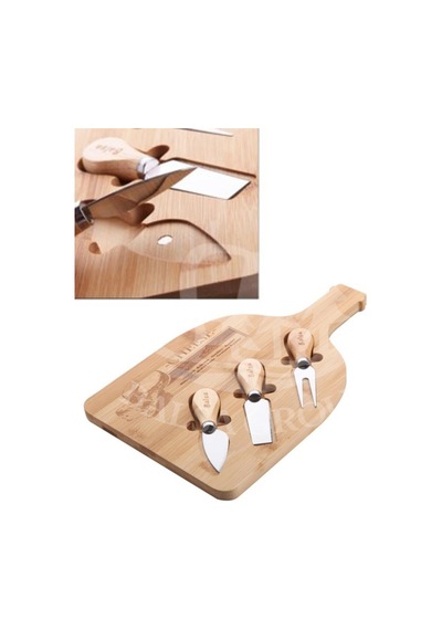Bambu 4 Parça Peynir Sunum Tahtası Seti 33cm Bmb56 Sarı