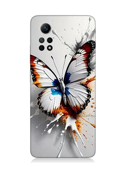 Xiaomi Redmi Note 12 Pro 4g Uyumlu Beyaz Kelebek Desenli Silikon Kılıf