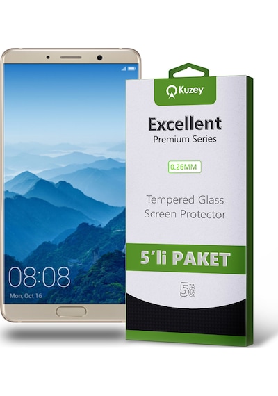 Huawei Mate 10 ile Uyumlu Kırılmaz Temperli Ekran Koruyucu Cam Ekonomik 5'li Paket