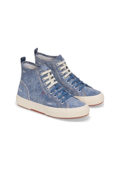 Superga 2573 Cotton Denim Destroyed Unisex Beyaz Bilekli Sneaker Siyah