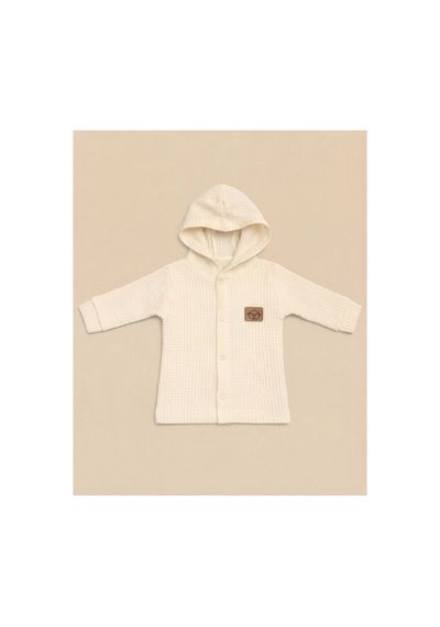 Minory Baby - %100 Pamuk Hırka Waffle Kumaş Bej Bej