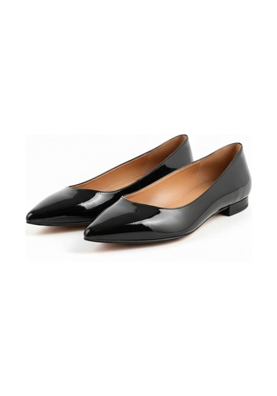 Ne&ve Shoes Siyah Rugan Sivri Burun Kadın Şık Ve Rahat Günlük Babet