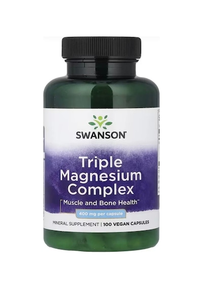 Swanson Triple Magnesium Magnezyum Citrate, Oxide Complex Muscle And Bone 400 Mg 100 Vegan Capsules