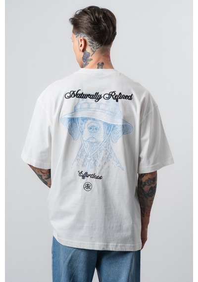 Respire Erkek Refined Baskılı Oversize T-shirt Ekru