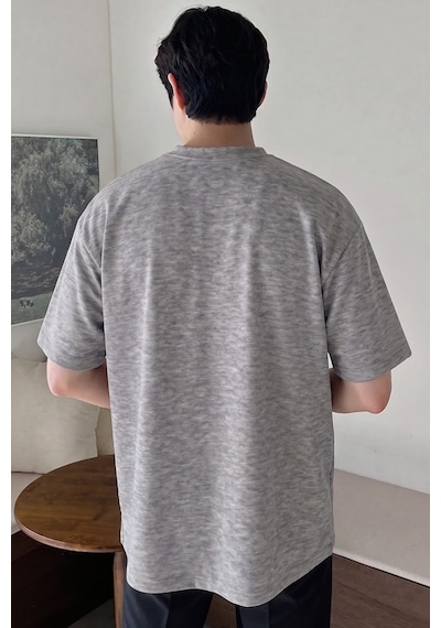 Genius Store Erkek Oversize Tişört Pamuk Kumaş Bisiklet Yaka Rahat Kalıp T-shirt Gri Melanj Genius Store Erkek Oversize Tişört Pamuk Kumaş Bisiklet Yaka Rahat Kalıp T-shirt Gri Melanj