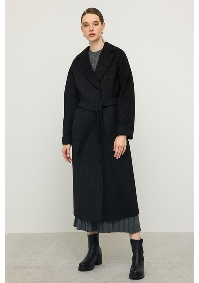 Olcay Torba Cepli Kendinden Desenli Oversize Limited Edition Kaban Siyah 3140