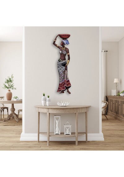 Sepetli Afrikalı Kadın - Metal Tablo - Dec0119 46 X 150 Cm Çok Renkli