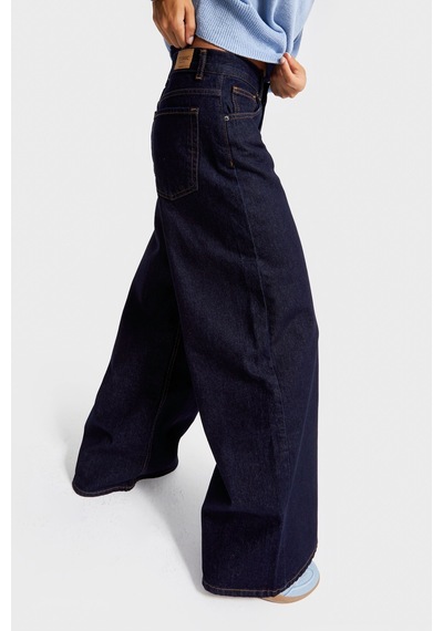 Itsbasic Kadın İndigo Renk 7w5-50 Palazzo Fit %100 Koton İç Boy 80cm Denim Jean
