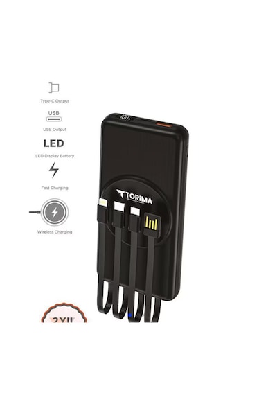 Torima Trm-1014 Siyah 10.000mah Wirelles Dijital Göstergeli Hızlı Şarjlı Powerbank Siyah