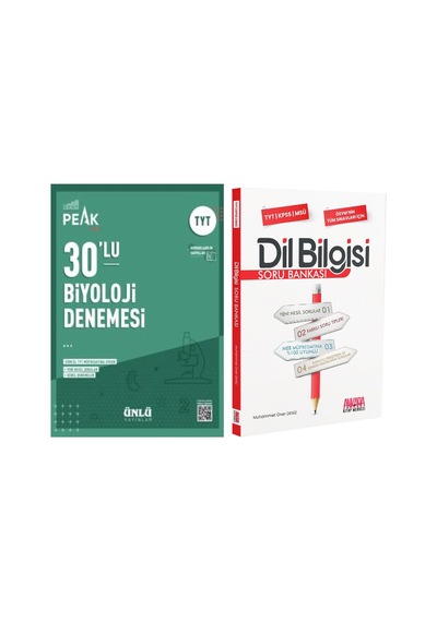 Ünlü Yayıncılık Tyt Biyoloji Best Peak 30 Lu Denemesi Ve Akm Dil Bilgisi Soru Bankası Seti 2 Kitap