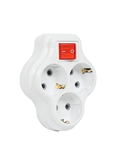 3lü Anahtarlı Golyat, Üçlü Topraklı Priz Duvar Tipi Çoklayıcı Fiş, 16a 250 Volt, Max 3600 Watt Beyaz 0