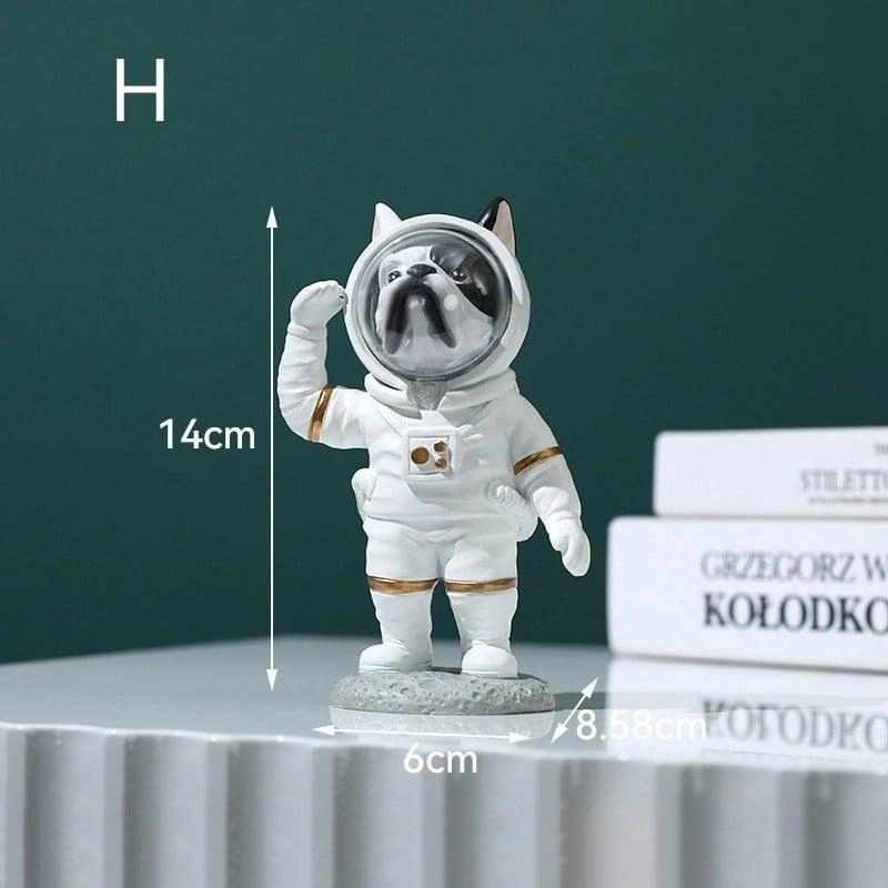 Modern Astronot Köpek Figür Biblo 14 Cm Ev Ofis Masa Süsü Dekoratif Uzay Temalı Hediyelik Heykel