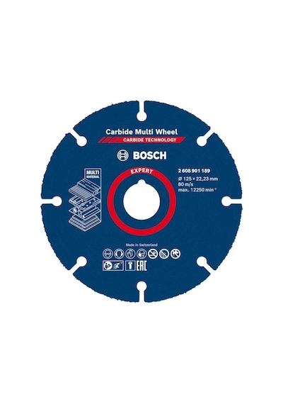 1x Expert Carbide Multi Wheel Kesici Diskler Sert Ahşap, Çivili Ahşap, Plastik, Alçıpan Panel, Ø 125 Mm, Aksesuar Küçük Avuç Taşlama Makinesi