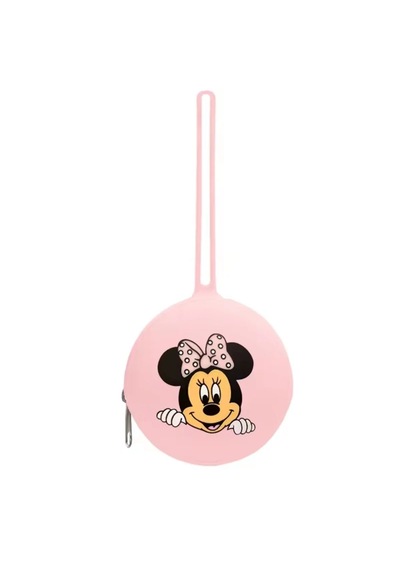 Minnie Mouse Baskılı Silikon Emzik Kutusu - Emzik Saklama Kabı - Hijyenik Ve Askılı Tasarım Pembe Açık Pembe