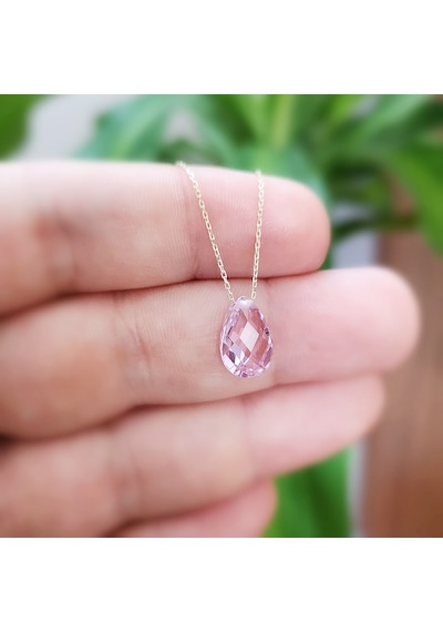 Pembe Damla Taşlı Altın Kolye As29Kl Altınsepeti