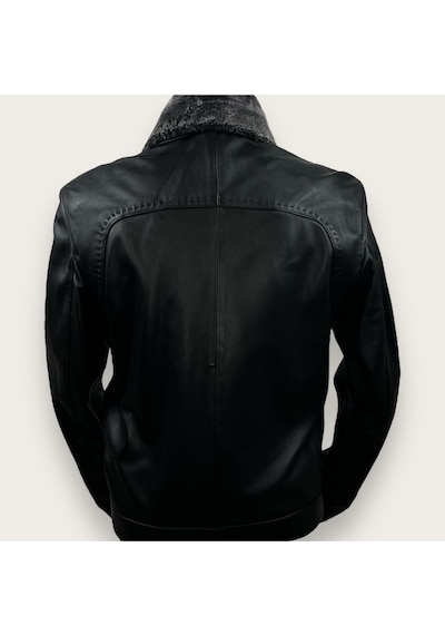 Always Leather Derimont's Hakiki Deri Siyah Düz Cepli Erkek Deri Mont 1803340004 Siyah