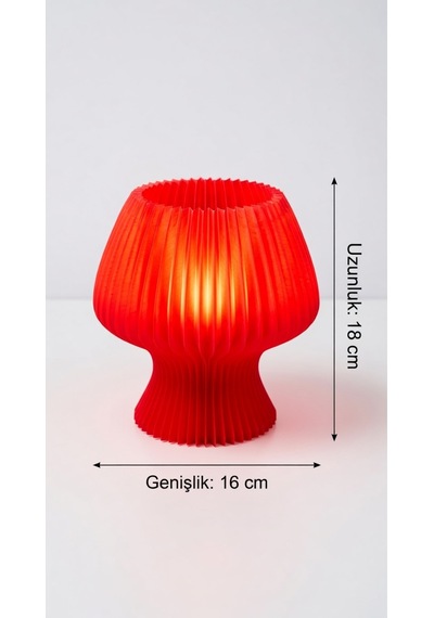 Akordeon Tasarım Masa Lambası - 3d Pleated Doku Dekoratif Gece Lambası Modern Ev Hediyesi Aydınlatma Kırmızı
