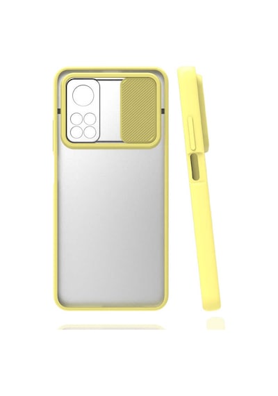 Noktaks - Xiaomi Mi 10t Pro 5g Uyumlu - Kılıf Slayt Sürgülü Arkası Buzlu Lensi Kapak - Siyah