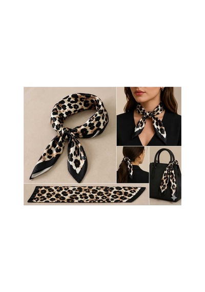 D2listone Leopar Desenli Fular Bandana 50x50 Çok Renkli