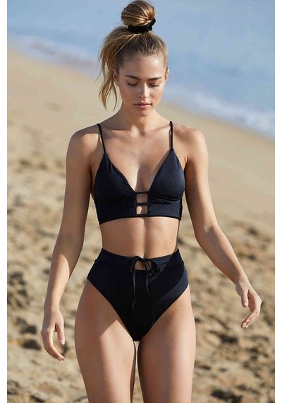 Angbutik Kadın Siyah Yüksek Bel Özel Bikini Takımı