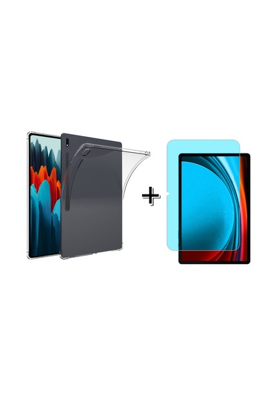 Forzacase Samsung Galaxy Uyumlu Tab S9 Fe Plus 12.4 Anti Shock Silikon Kılıf+nano Ekran Koruma Filmi Fc014 Şeffaf