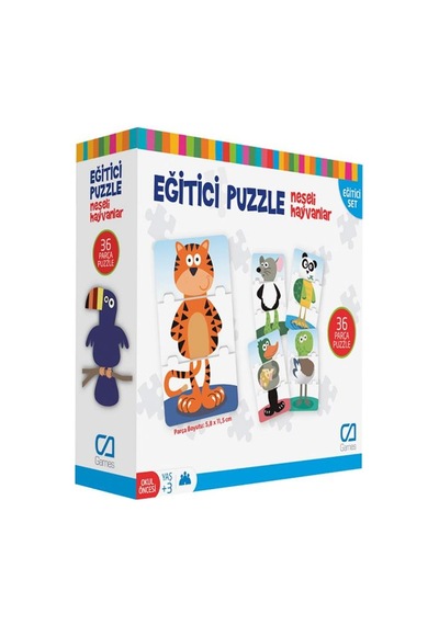 +3 Yaş Neşeli Hayvanlar Eğitici Puzzle 36 Parça (ca Games)