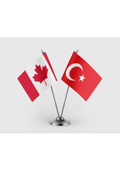 Kanada Bayrağı Ve Türk Bayrağı İkili Saten Masa Bayrağı Takımı Diğer
