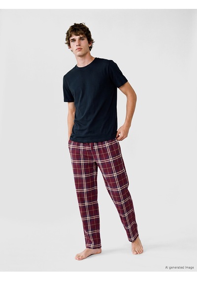 LC Waikiki Lc Waıkıkı Bordo Regular Fit Ekose Erkek Pijama Alt