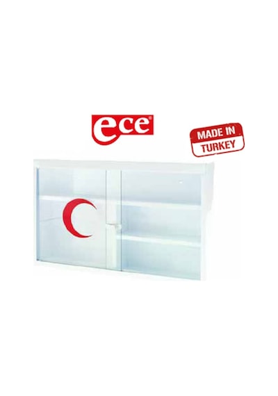 Ecza Dolabı Metal Polikarbon Camlı Duvara Monte Edilebilir