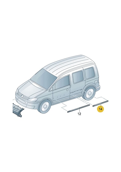 VW Caddy 2004-2010 Sol Arka Kapı Çıtası Siyah Plastik 2K0853535E