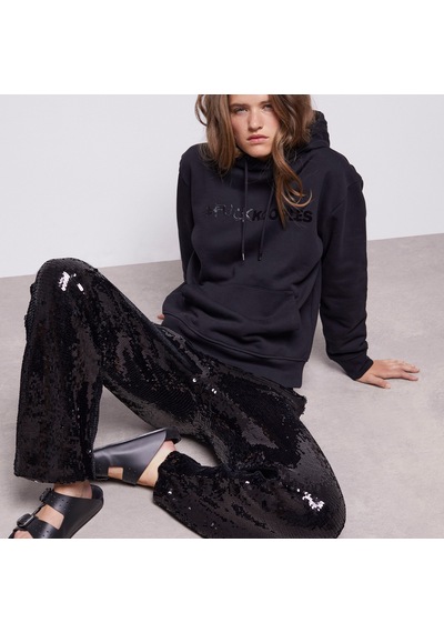 The Kooples Kadın Baskılı Siyah Sweatshırtbaskılıfswe26021k