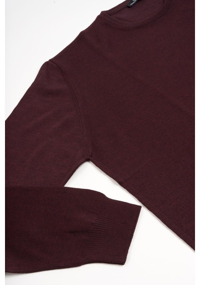 Woolen World Bisiklet Yaka Battal Büyük Boy Yünlü Triko Kazak Bordo