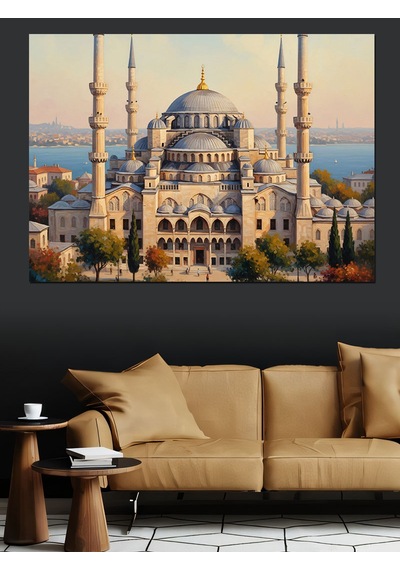 Ahşap Tablo İstanbul Camii Ve Şehir Görünümü