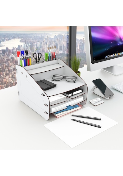 Design Otto Fx Medium Modest 6 Renk Evrak Rafı Masaüstü Organizer Siyah