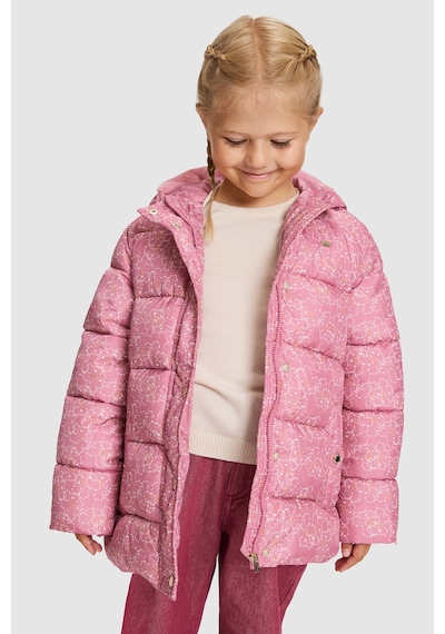 U.S. Polo Assn. Kız Çocuk Pembe Kapüşonlu Fermuarlı Çiçek Desenli Mont 50328729-vr167 Koyu Pembe