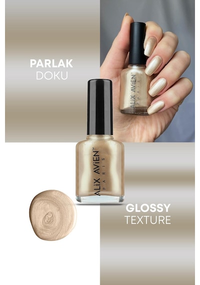 Alix Avien Sedefli Gold Oje 30 Yüksek Pigmentli Uzun Süreli Kalıcılık Hızlı Kuruma Nail Lacquer 30