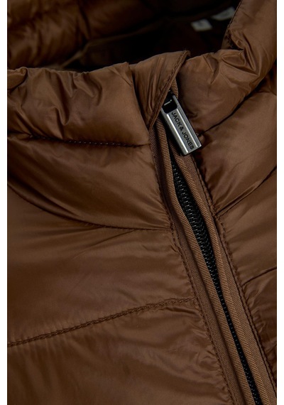Jack & Jones Jjekıngsley Erkek Hafif Şişme Mont Dik Yaka Günlük Rahat Kahverengi