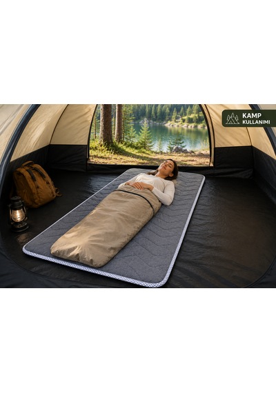 Zish Tekstil Flexı 5 Cm 90x200 Katlanır Kamp Yatağı Karavan, Misafir Ve Anne Yanı Yatağı Gri