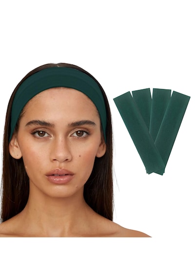 4lü Kadın Saç Bandı Bandana Pamuk Likralı Spor Headband K. Yeşil Koyu Yeşil