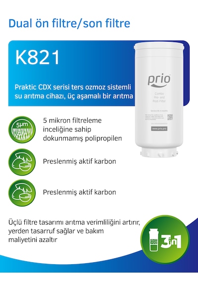 Prio Cdx600 Praktic Tanksız Direkt Akışlı Otomatik Yıkamalı Pompalı Su Arıtma Cihazı 600 Gpd Direk Akış