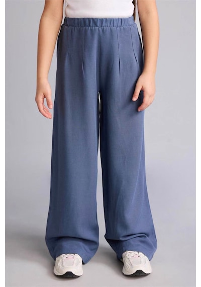 Defacto Wıde Leg Geniş Paça Keten Karışımlı Pantolon Kız Çocuk H1212a826smın245 İndigo-ın245