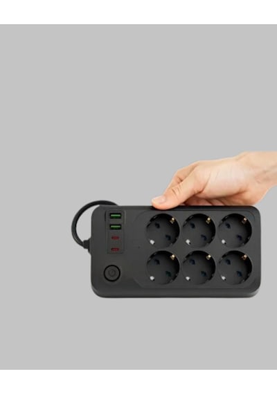 Ceylan Adam 6 Lı Grup Priz Termal Korumalı Usb Type-c Çoklu Priz 2 Metre Kablo Standart