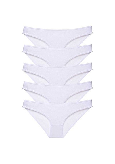 5 Adet Süper Eko Set Likralı Kadın Slip Külot Beyaz