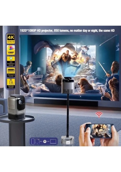 Taşınabilir Sinema Projektörü Dahili Hoparlör 1920 1080p Ev Sineması Bluetooth Android 11 Akıllı P