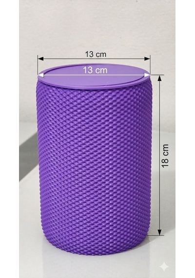 Modern Geometrik Dokulu Döner Kapaklı Masaüstü Çöp Kovası- 18 Cm - Mor
