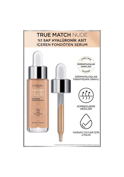 L'Oreal Paris True Match Nude Serum Fondöten 3-4 Light Medium