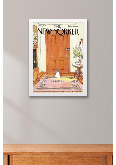 The New Yorker Çerçeveli Tablo February 4 1974 - Evde Sahibini Bekleyen Köpek Tablosu